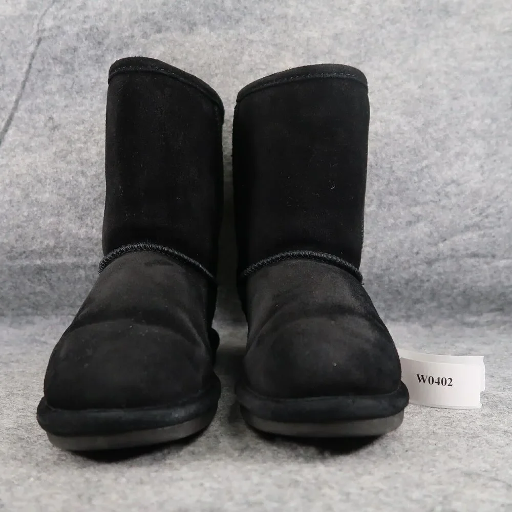 Bearpaw Shoes Kids 5 Winter Boots Pull On Leather Wool Evangaline Black Comfort